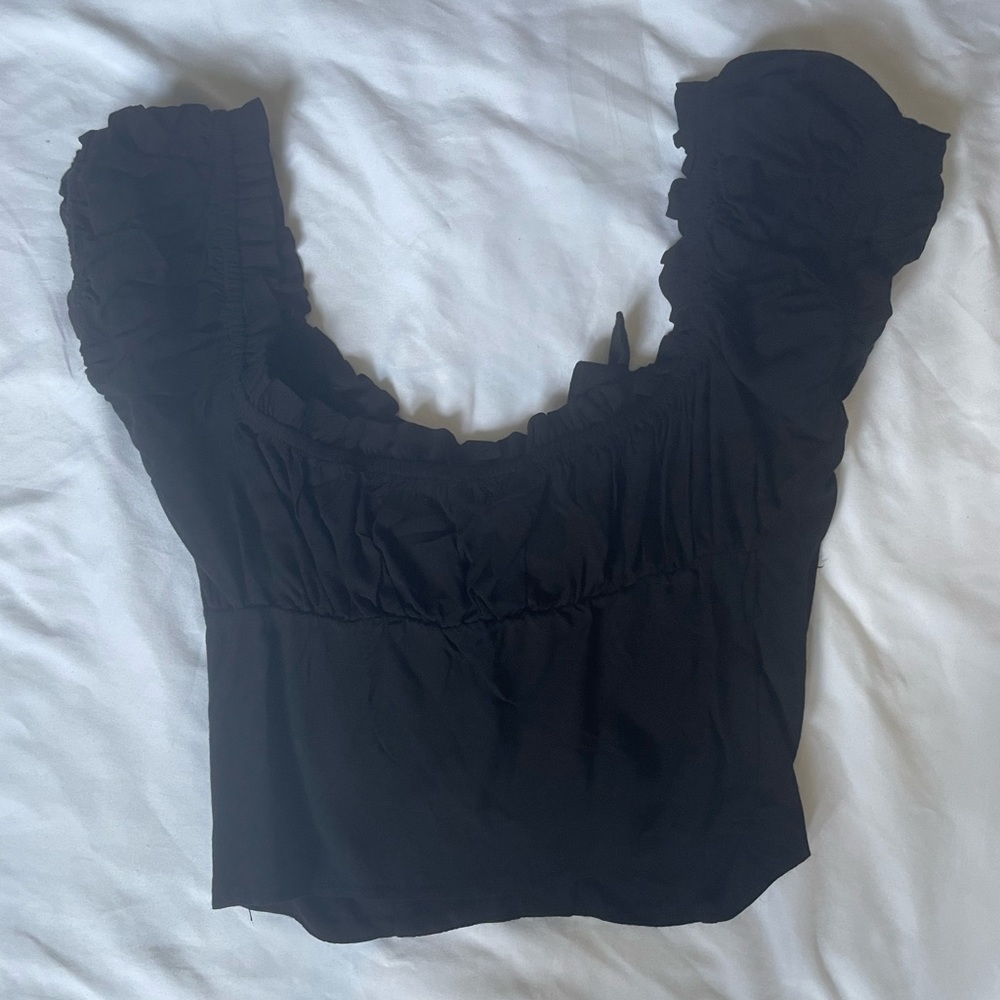 NWOT black cap sleeve corset top